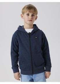 Kapuzensweatjacke name it "NKMVIMO LS SWEAT CARD BRU NOOS", Jungen, Gr. 134/140, blau (schwarz sapphire), Sweatware, Obermaterial: 60% Baumwolle, 40% Polyester, unifarben, taillenbedeckt, Rundhals, Rippb&uuml;ndchen, Sweatjacken Kapuzensweatjacke