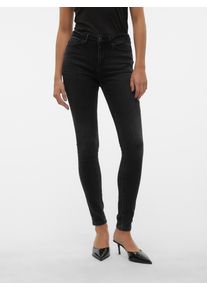 V&eacute;ro Moda Skinny-fit-Jeans VERO MODA "VMFLASH MR SKINNY JEANS LI111 NOOS", Damen, Gr. L (40), L&auml;nge 32, schwarz (schwarz denim), Denim/Jeans, Obermaterial: 65% Baumwolle, 18% Polyester, 8% Viskose, 7% Elastomultiester, 2% Elasthan, unifarben, skinny fit lang, Jeans Skinny-fit-Jeans, Baumwollmischung mit Stretch, regular waist, skinny fit