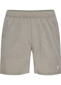 Trainingsshorts Hummel "HMLPULSE WORKOUT SHORTS", Damen, Gr. XL (42), N-Gr, rock ridge, Obermaterial: 100% Polyester, Hosen Trainingsshorts, aus gewebtem Stoff, mit elastischem Bund, sportlicher Stil