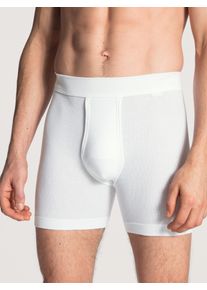 Langer Boxer Calida "Cotton 1:1", Herren, Gr. XL (56), wei&szlig;, Interlock, Obermaterial: 100% Baumwolle, unifarben, normal, Unterhosen Langer Boxer, elastischer Softbund, Eingriff, Feinripp-Qualit&auml;t, langes Bein
