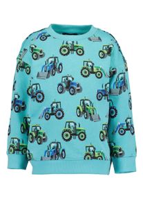 Sweater Blue Seven "Blue Seven Jungen Sweatshirt mit Traktor", Jungen, Gr. 110, 6650, lagune, 100% Baumwolle, normal normal, Rundhals, gerader Abschluss, Sweatshirts Sweater