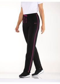 Sporthose Catamaran, Damen, Gr. 44/46, Normalgr&ouml;&szlig;en, schwarz (schwarz, pink), 100% Baumwolle, unifarben, lang, Hosen Sporthose