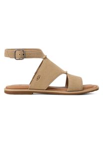 UGG Australia Sandale UGG "DELRAY", Damen, Gr. 5 (36), hellbeige, Veloursleder, unifarben, Schuhe Sandale, Flats, Riemchensandale mit Fu&szlig;bett Memory-Schaum