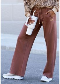 Sweathose Buffalo, Damen, Gr. 44/46, N-Gr, braun, Sweatware, Obermaterial: 60% Baumwolle, 40% Polyester, unifarben, bequem lang, Hosen Sweathose, mit aufwendiger Logostickerei