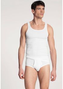 Tanktop Calida "Twisted Cotton", Herren, Gr. L (52/54), wei&szlig;, Feinripp, Obermaterial: 100% Baumwolle, unifarben, normal h&uuml;ftbedeckend, Rundhals, Tops Tanktop, Pure Cotton, Feinripp-Qualit&auml;t, Rundhals-Ausschnitt, Topseller