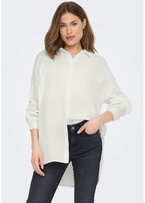 Longbluse Only "ONLTHYRA OVERSIZED SHIRT NOOS WVN", Damen, Gr. S, wei&szlig; (cloud dancer), Web, Obermaterial: 100% Baumwolle, unifarben, oversize, Blusen Longbluse