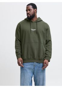 Jack & Jones PlusSize Kapuzensweatshirt "JJESOHO SWEAT HOOD NOOS PLS", Herren, Gr. 4XL, bunt (duffel bag), angeraute Sweatware, Obermaterial: 80% Baumwolle, 20% Polyester, JACK & JONES PLUSSIZE, bedruckt, regular fit, Rippb&uuml;ndchen, Sweatshirts Kapuzensweatshirt, mit Logobranding