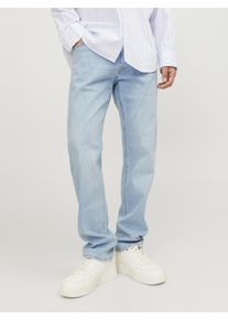 Jack & Jones Tapered-fit-Jeans JACK & JONES "JJIMIKE aus elastischem Material und Used-Waschung", Herren, Gr. 36, L&auml;nge 34, blau (blau, denim), Denim/Jeans, Obermaterial: 99% Baumwolle, 1% Elasthan, bequem, Jeans Tapered-fit-Jeans, Denim/Jeans, modisch, bequem, Baumwollmischung