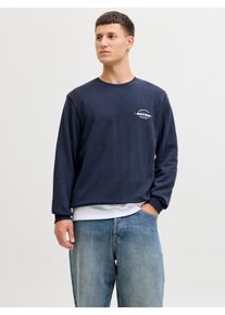 Jack & Jones Sweatshirt JACK & JONES "JJBRANDON SWEAT CREW NECK", Herren, Gr. XXL, navy blazer, angeraute Sweatware, Obermaterial: 65% Polyester, 35% Baumwolle, bedruckt, regular fit, Rundhals, Rippb&uuml;ndchen, Sweatshirts Sweatshirt