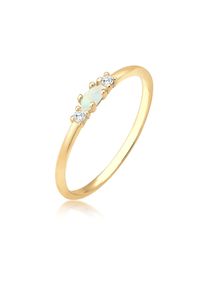 Silberring Elli "Ring Opal Marquise und Zirkonia 925 Sterling Silber" Gr. 52, gold, Fingerringe, Damen, 52, Silber 925 (Sterlingsilber), Silberring