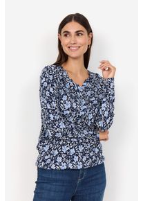 Druckbluse soyaconcept "SC-FELICITY AOP 493", Damen, Gr. XL, blau (6330c air blau combi), Web, Obermaterial: 50% Baumwolle, 50% Viskose, gemustert, loose fit normal, V-Ausschnitt, Blusen Druckbluse