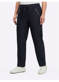 Schlupfhose sheego, Damen, Gr. 46, Normalgr&ouml;&szlig;en, tiefblau, 89% Polyester, 11% Elasthan, unifarben, Hosen Schlupfhose