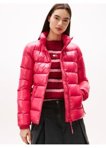 Steppjacke Tommy Jeans "TJW SLIM ZIP PRINT DOWN JACKET", Damen, Gr. XL (42), vintage cerise, Web, Obermaterial: 100% Nylon, slim fit, elastischer Bund, Jacken Steppjacke