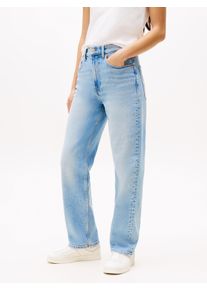 Straight-Jeans Tommy Jeans "LAYLA HR SLIM STR", Damen, Gr. 29, L&auml;nge 32, blau (denim light), Denim/Jeans, Obermaterial: 81% Baumwolle, 18% Lyocell, 1% Elasthan, unifarben, slim fit kn&ouml;chellang, Jeans Straight-Jeans, in Kn&ouml;chell&auml;nge