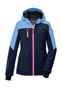 Skijacke Killtec "KSW 340 GRLS SKI JCKT", M&auml;dchen, Gr. 164, blau (navy), Oberstoff 1: 100% Polyester (recycelt)/ Oberstoff 2: 100% Polyester, Futter: 100% Polyester, Wattierung 1: 100% Polyester/ Wattierung 2:, Jacken Skijacke, Wasserdichte M&auml;dchenjacke mit Kapuze, Schneefang und Stauraum