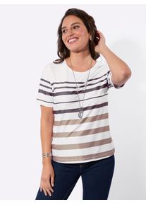 Kurzarmshirt Casual Looks "Ringelshirt", Damen, Gr. 40, sesam, wei&szlig;, geringelt, 92% Polyester, 8% Elasthan, bedruckt, gemustert, gestreift, mehrfarbig, Rundhals, Shirts Kurzarmshirt