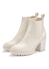 Chelseaboots Vivance, Damen, Gr. 38, beige, Obermaterial: 100% Lederimitat. Decksohle: 100% Lederimitat. Futter: 100% Lederimitat. Laufsohle: 100% Synthetik, unifarben, Schuhe Chelseaboots, mit Blockabsatz & Stretch-Einsatz, High-Heel-Stiefelette, Ankle Boots