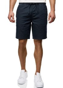 Shorts INDICODE "INWamo", Herren, Gr. M, N-Gr, blau (navy), Web, Obermaterial: 55% Baumwolle, 45% Leinen, unifarben, slim fit knielang, Hosen Shorts