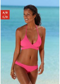 Triangel-Bikini Bench., Damen, Gr. 40, Cup A/B, pink, Polyamid, unifarben, Bikini-Sets Triangel-Bikini, in Wickeloptik