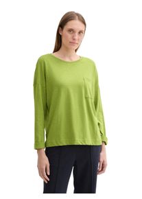 Langarmshirt Tom Tailor, Damen, Gr. L (40), gr&uuml;n (pea gr&uuml;n), Jersey, Obermaterial: 100% Baumwolle, unifarben, loose fit taillenbedeckt, Rundhals, B&uuml;ndchen, Shirts Langarmshirt, mit Brusttasche
