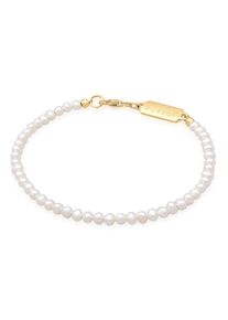 Armkette Kuzzoi "Armband S&uuml;&szlig;wasserperlen Klassisch Schlicht 925 Silber" Gr. 230, gold, Armb&auml;nder, Herren, 230, Silber 925 (Sterlingsilber), Armkette