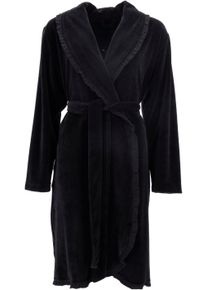 Damenbademantel Vossen "Ariel, ideal f&uuml;r Sauna & Spa, Hotelbademantel, Morgenmantel" Gr. S, schwarz, L:102cm, Nicki-Velours, Hausm&auml;ntel, Damenbademantel