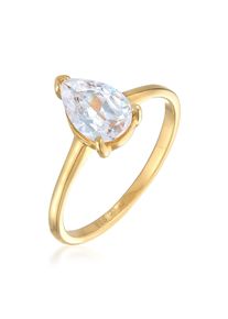 Silberring Elli "Ring Solit&auml;r Zirkonia Tropfen 925 Silber" Gr. 56, gold, Fingerringe, Damen, 56, Silber 925 (Sterlingsilber), Silberring