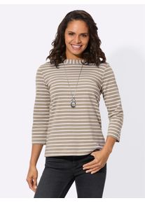 3/4-Arm-Shirt Casual Looks "Ringelshirt", Damen, Gr. 38, beige (sesam), 95% Baumwolle, 5% Elasthan, gemustert, gestreift, mehrfarbig, U-Boot-Ausschnitt, Shirts 3/4-Arm-Shirt