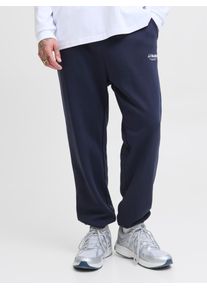 Jack & Jones Sweathose JACK & JONES "JPSTKANE SOHO SWEAT PANTS NOOS", Herren, Gr. XS, N-Gr, blau (navy blazer), angeraute Sweatware, Obermaterial: 80% Baumwolle, 20% Polyester, bedruckt, normal kn&ouml;chellang, Hosen Sweathose, mit Kordelzug