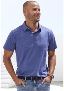 Poloshirt John Devin "mit Slub-Garn Struktur", Herren, Gr. M (48/50), blau, Jersey, Obermaterial: 100% Baumwolle, meliert, bequem normal, Rundhals, abgesteppte Kante, Shirts Poloshirt, aus leichter, strukturierter Baumwollqualit&auml;t