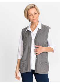 Strickweste CLASSIC, Damen, Gr. 48, grau (steingrau), 100% Polyacryl, unifarben, Westen Strickweste
