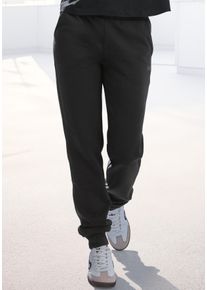 Sweathose Buffalo, Damen, Gr. 44/46, N-Gr, schwarz, Single Jersey, Obermaterial: 60% Baumwolle, 40% Polyester, bestickt, unifarben, bequem lang, Hosen Sweathose, mit seitlichen Taschen und Logostickerei, Topseller