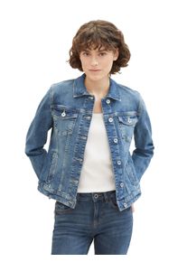 Jeansjacke Tom Tailor, Damen, Gr. XS (34), blau (used schwarz stone blau denim), Denim/Jeans, Obermaterial: 99% Baumwolle, 1% Elasthan. Futter: 100% Baumwolle, unifarben, normal kurz, Rundhals, 1-Knopf-Manschette, Jacken Jeansjacke, mit Knopfleiste und Hemdkragen
