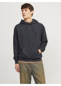 Jack & Jones Kapuzensweatshirt JACK & JONES "JJECHARGE SWEAT HOOD NOOS", Herren, Gr. XS, blau (schwarz navy), angeraute Sweatware, Obermaterial: 60% Baumwolle, 40% Polyester, unifarben, loose fit taillenbedeckt, ohne Ausschnitt, B&uuml;ndchen, Sweatshirts Kapuzensweatshirt, mit Kapuze
