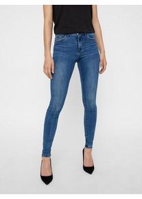V&eacute;ro Moda Skinny-fit-Jeans VERO MODA "VMTANYA", Damen, Gr. L, L&auml;nge 34, blau (medium, blau, denim), Denim/Jeans, Obermaterial: 69% Baumwolle, 25% Polyester, 3% Elasthan, 3% Viskose, extraeng kn&ouml;chelfrei, Jeans Skinny-fit-Jeans, mit Stretch, Topseller