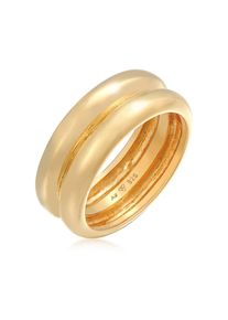 Partnerring Elli Premium "Ring Bandring Double Unisex 925 Ring rhodiniert" Gr. 66, gold, Fingerringe, Damen, 66, Silber 925 (Sterlingsilber), Partnerring