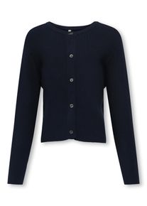 Strickjacke KIDS Only "KOGNATASCHA LS O-NECK CARD CP KNT NOOS", M&auml;dchen, Gr. 110/116, blau (night sky), Strick, Obermaterial: 80% Viskose, 20% Nylon, unifarben, regular fit taillenbedeckt, Rundhals, Strickjacken Strickjacke