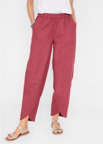 3/4-Hose bonprix "3/4-Hose aus leichtem Leinen-Mix", Damen, Gr. 52, N-Gr, rot (marsalabraun), Obermaterial: 55% Leinen, 45% Baumwolle, regular fit, Hosen 3/4-Hose, aus Leinen-Mix, mit Seitenschlitzen, Regular Fit, casual Stil