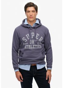 Kapuzensweatshirt Superdry "SD-ATHLETIC ESS HOODIE", Herren, Gr. 3XL, beige (graustone), Sweatware, Obermaterial: 100% Seide, bedruckt, normal, Rundhals, Rippb&uuml;ndchen, Sweatshirts Kapuzensweatshirt