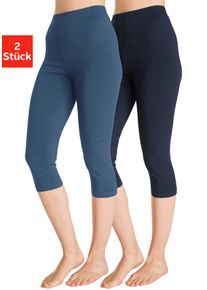 Caprileggings Vivance ACTIVE, Damen, Gr. 48/50, N-Gr, blau (1x jeans, 1x denim), Single Jersey, Obermaterial: 60% Baumwolle, 35% Polyester, 5% Elasthan, unifarben, Basic, eng 3/4-L&auml;nge, Hosen Caprileggings, mit Gummibund, Loungewear, Topseller