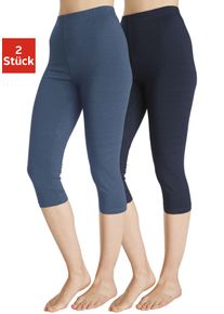 Caprileggings Vivance ACTIVE, Damen, Gr. 44/46, N-Gr, blau (1x jeans, 1x denim), Single Jersey, Obermaterial: 60% Baumwolle, 35% Polyester, 5% Elasthan, unifarben, Basic, eng 3/4-L&auml;nge, Hosen Caprileggings, mit Gummibund, Loungewear, Topseller