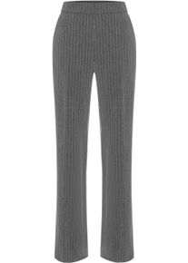 Anzughose MAC "CHIARA", Damen, Gr. 46, L&auml;nge 30, smoked grau stripes, Web, Obermaterial: 68% Polyester, 28% Viskose, 4% Elasthan, Nadelstreifen, regular fit kn&ouml;chellang, Hosen Anzughose, mit Logo Stickerei