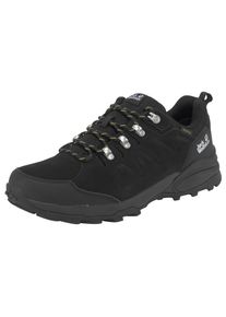Wanderschuh Jack Wolfskin "REFUGIO TEXAPORE LOW M", Herren, Gr. 46, schwarz (schwarz, schwarz), Leder, Textil, Schuhe Wanderschuh, wasserdicht, Trekkingschuh, Topseller