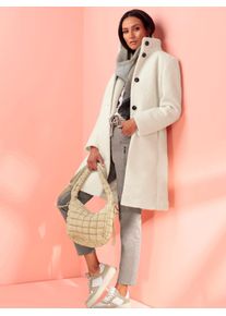 Wintermantel Heine, Damen, Gr. 46, beige (champagner), 100% Polyester, unifarben, unifarben mit Farbeinsatz, unifarben mit Farbeins&auml;tzen, M&auml;ntel Wintermantel