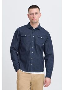 Langarmhemd Blend "BHDARGO Shirt PP NOOS", Damen, Gr. M, N-Gr, blau (denim unwashed blau), Web, Obermaterial: 100% Baumwolle, regular fit, Hemden Langarmhemd