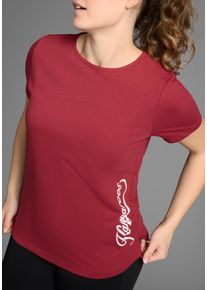 T-Shirt Kangaroos, Damen, Gr. 56/58, rot (weinrot), Obermaterial: 95% Baumwolle, 5% Elasthan, figurumspielend h&uuml;ftbedeckend, Rundhals, Shirts T-Shirt, Kurzarm, casual, unifarben, gro&szlig;e Gr&ouml;&szlig;en, Topseller