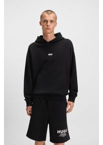 Hoodie HUGO BLUE "Nazardo", Herren, Gr. S, schwarz (schwarz005), Sweatware, Obermaterial: 100% Baumwolle, relaxed fit normal, Rundhals, Rippb&uuml;ndchen, Sweatshirts Hoodie
