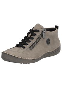 Schn&uuml;rboots Rieker, Damen, Gr. 39, grau (dunkelgrau), Nubuklederimitat, Schuhe Schn&uuml;rboots, Sneaker, Schn&uuml;rschuh, Outdoorschuh mit Rei&szlig;verschluss