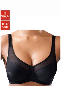B&uuml;gel-BH Petite Fleur, Damen, Gr. 90, Cup E, schwarz (schwarz, wei&szlig;), Microtouch, Obermaterial: 90% Polyamid, 10% Elasthan, BHs B&uuml;gel-BH, aus Microtouch-Material, Topseller