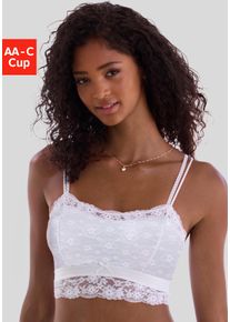 Bralette-BH Vivance "Anisa", Damen, Gr. 85, Cup A, wei&szlig;, Spitze, Obermaterial: 86% Polyamid, 14% Elasthan, BHs Bralette-BH, aus blumiger Spitze in leichter Longform, sexy Dessous